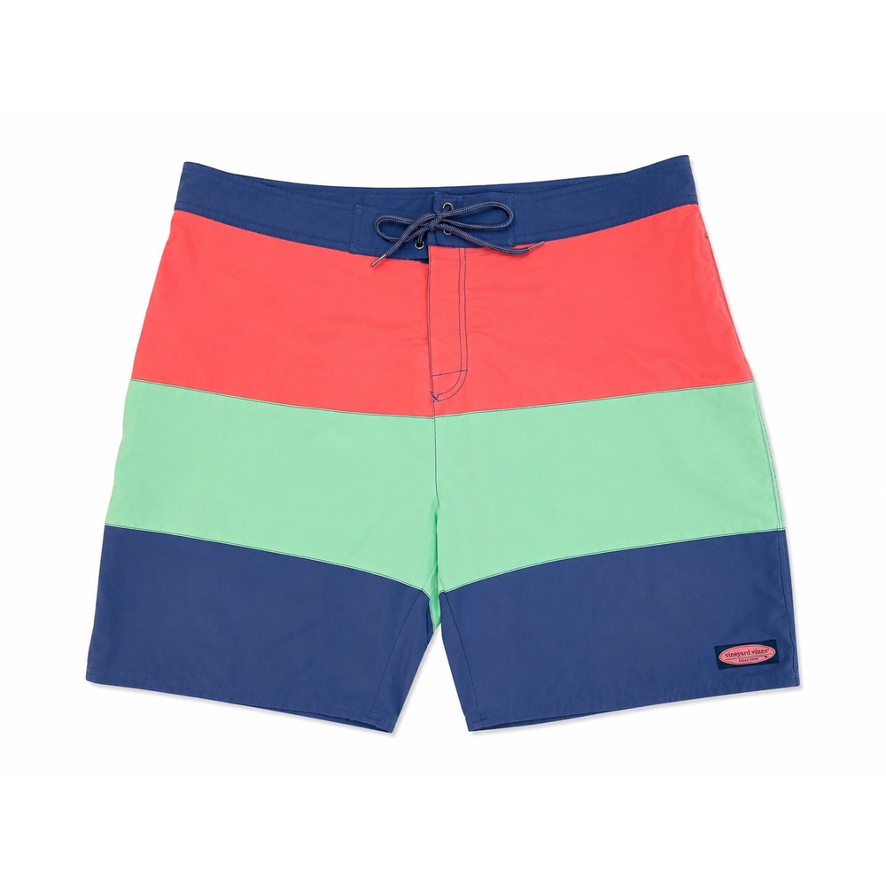 Vineyard Vines Chappy Board Shorts Colorblock Swim Trunks Navy Pink Mens Size 40